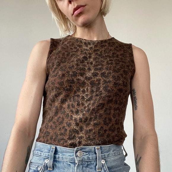 Vintage Leopard Print Mohair Crop Top - Picture 4 of 7